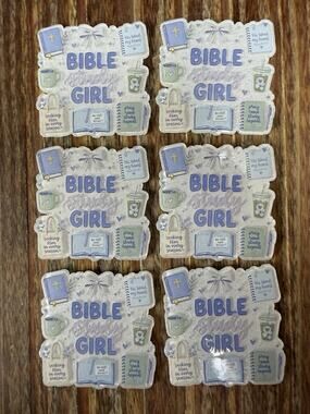 6 Pc Bible Study Girl Acrylic Flatbacks